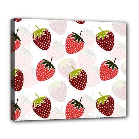 Strawberry Pattern Background Deluxe Canvas 24  X 20  (stretched) by Wegoenart