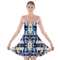 Cobalt Symmetry Strapless Bra Top Dress by kaleidomarblingart