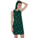 Christmas Background Green Pattern Racer Back Hoodie Dress View1