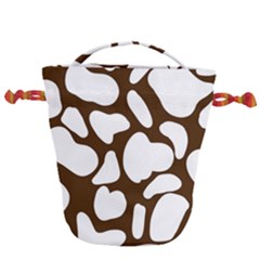 Brown White Cow Drawstring Bucket Bag by ConteMonfrey