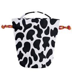 Cow Black And White Spots Drawstring Bucket Bag by ConteMonfrey