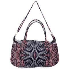Pink Grey Repeats Symmetry Removal Strap Handbag by kaleidomarblingart