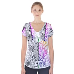 Anatomy Brain Head Medical Psychedelic  Skull Short Sleeve Front Detail Top by danenraven