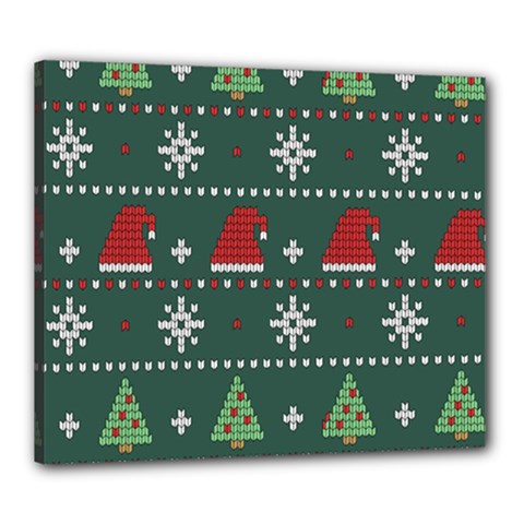 Beautiful Knitted Christmas Xmas Pattern Canvas 24  X 20  (stretched) by Jancukart