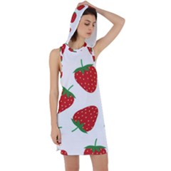 Seamless-pattern-fresh-strawberry Racer Back Hoodie Dress by Jancukart