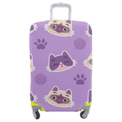 Cute-colorful-cat-kitten-with-paw-yarn-ball-seamless-pattern Luggage Cover (medium) by Jancukart