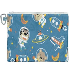 Seamless-pattern-funny-astronaut-outer-space-transportation Canvas Cosmetic Bag (xxxl) by Jancukart