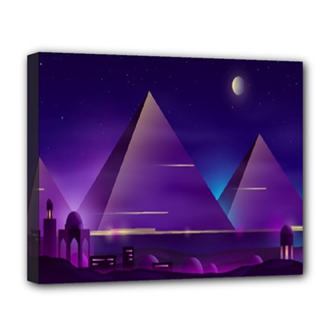 Egyptian-pyramids-night-landscape-cartoon Deluxe Canvas 20  X 16  (stretched) by Jancukart