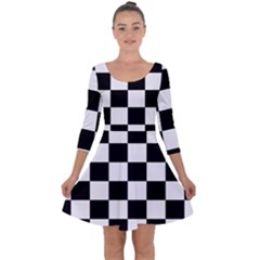 Chess Board Background Design Quarter Sleeve Skater Dress by Wegoenart