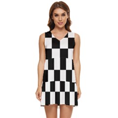 Chess Board Background Design Tiered Sleeveless Mini Dress by Wegoenart