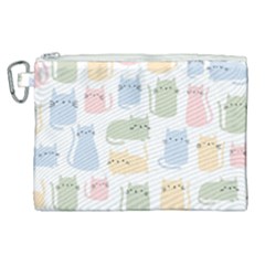 Cute-cat-colorful-cartoon-doodle-seamless-pattern Canvas Cosmetic Bag (xl) by Wegoenart