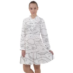 Starships Silhouettes - Space Elements All Frills Chiffon Dress by ConteMonfrey