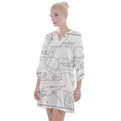 Starships Silhouettes - Space Elements Open Neck Shift Dress by ConteMonfrey