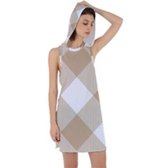 Clean Brown White Plaids Racer Back Hoodie Dress by ConteMonfrey