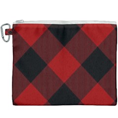 Black And Dark Red Plaids Canvas Cosmetic Bag (xxxl) by ConteMonfrey