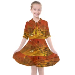 Music Notes Melody Note Sound Kids  All Frills Chiffon Dress by Wegoenart