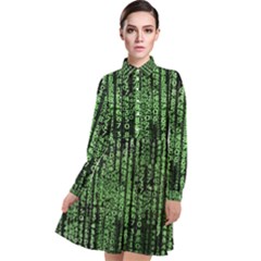 Matrix Technology Tech Data Digital Network Long Sleeve Chiffon Shirt Dress by Wegoenart