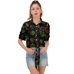Apples Honey Honeycombs Pattern Tie Front Shirt  by danenraven