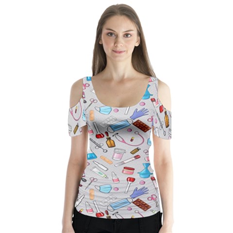 Medical Devices Butterfly Sleeve Cutout Tee  by SychEva