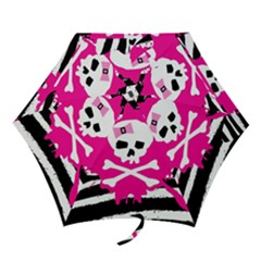 Zebra Skull Splatter Mini Folding Umbrellas by GothicPunkNZ