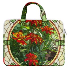 Flower Stained Glass Window Macbook Pro 16  Double Pocket Laptop Bag  by Jancukart