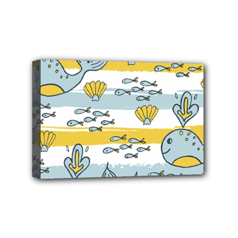 Cartoon Whale Seamless Background Mini Canvas 6  X 4  (stretched) by Jancukart