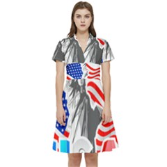 New York City Holiday United States Usa Short Sleeve Waist Detail Dress by Jancukart