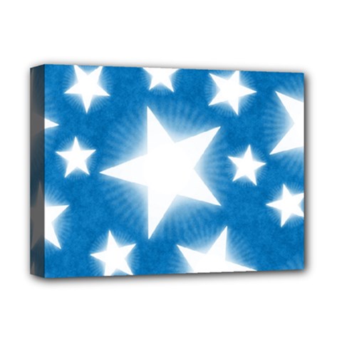 Snowflakes And Star Patterns Blue Stars Deluxe Canvas 16  X 12  (stretched)  by artworkshop