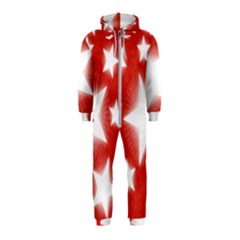 Snowflakes And Star Patterns Red Stars Hooded Jumpsuit (kids) by artworkshop