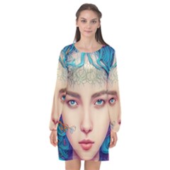 Pepper Colors Girl Long Sleeve Chiffon Shift Dress  by Sparkle