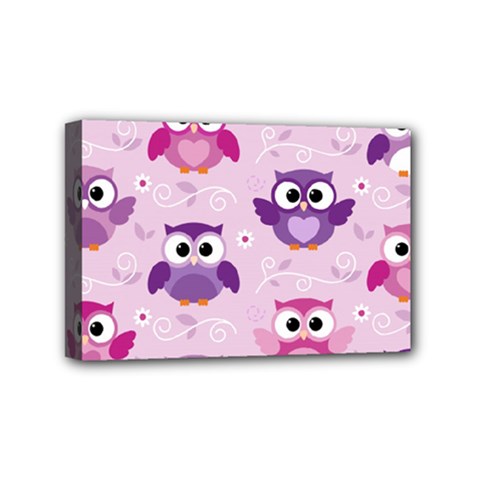 Seamless Cute Colourfull Owl Kids Pattern Mini Canvas 6  X 4  (stretched) by Pakemis