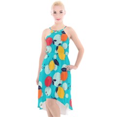 Pop Art Style Citrus Seamless Pattern High-low Halter Chiffon Dress  by Pakemis