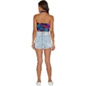 Background With Violet Blue Tropical Leaves Backless Halter Cami Shirt View4
