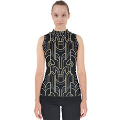 Art-deco-geometric-abstract-pattern-vector Mock Neck Shell Top by Pakemis