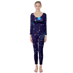 Realistic-night-sky-poster-with-constellations Long Sleeve Catsuit by Pakemis