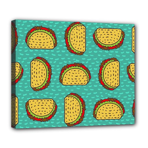Taco-drawing-background-mexican-fast-food-pattern Deluxe Canvas 24  X 20  (stretched) by Pakemis