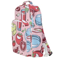 Tomato-seamless-pattern-juicy-tomatoes-food-sauce-ketchup-soup-paste-with-fresh-red-vegetables-backd Double Compartment Backpack by Pakemis