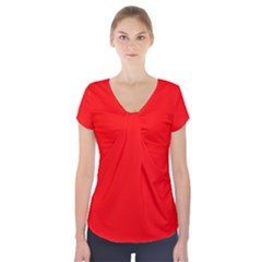 Color Red Short Sleeve Front Detail Top by Kultjers