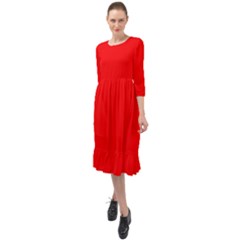 Color Red Ruffle End Midi Chiffon Dress by Kultjers