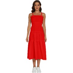 Color Red Sleeveless Shoulder Straps Boho Dress by Kultjers