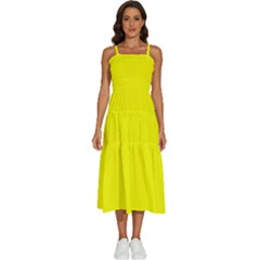 Color Yellow Sleeveless Shoulder Straps Boho Dress by Kultjers