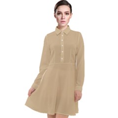 Color Tan Long Sleeve Chiffon Shirt Dress by Kultjers