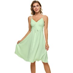 Color Tea Green Sleeveless Tie Front Chiffon Dress by Kultjers