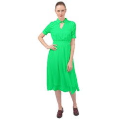 Color Spring Green Keyhole Neckline Chiffon Dress by Kultjers