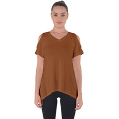 Color Saddle Brown Cut Out Side Drop Tee by Kultjers