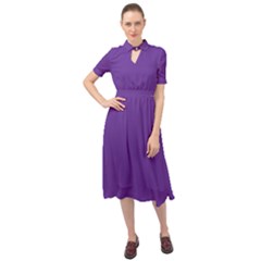 Color Rebecca Purple Keyhole Neckline Chiffon Dress by Kultjers