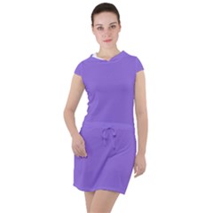 Color Medium Purple Drawstring Hooded Dress by Kultjers