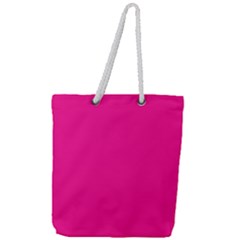 Color Deep Pink Full Print Rope Handle Tote (large) by Kultjers