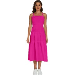 Color Deep Pink Sleeveless Shoulder Straps Boho Dress by Kultjers