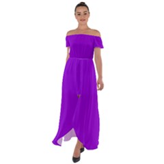 Color Dark Violet Off Shoulder Open Front Chiffon Dress by Kultjers